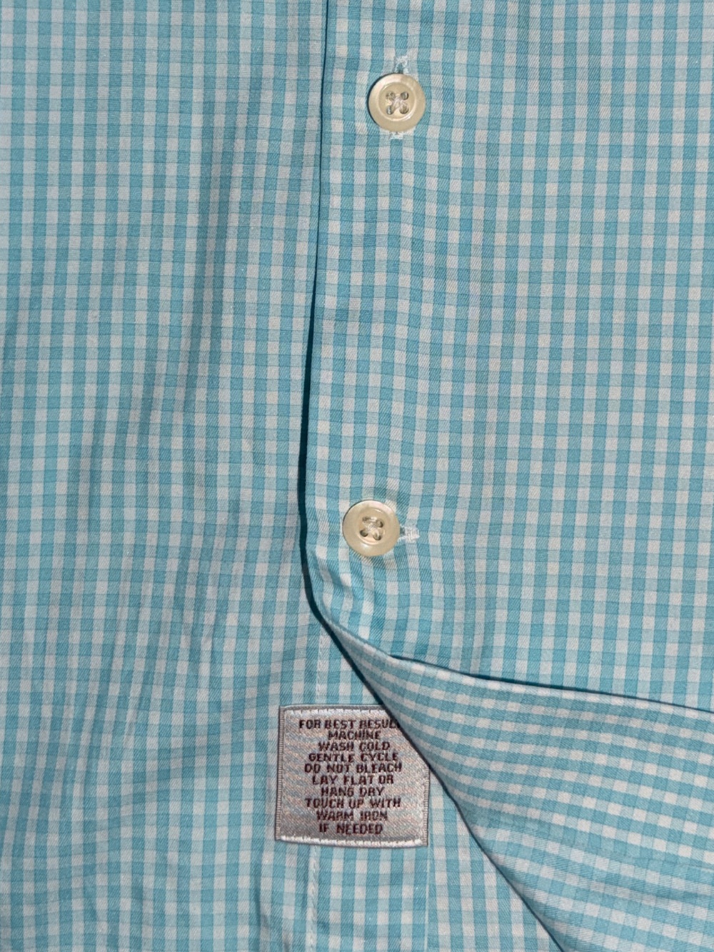 Peter Millar Crown Soft Orleans Gingham Sport Shirt Large Aqua Cotton Silk - Picture 7 of 8
